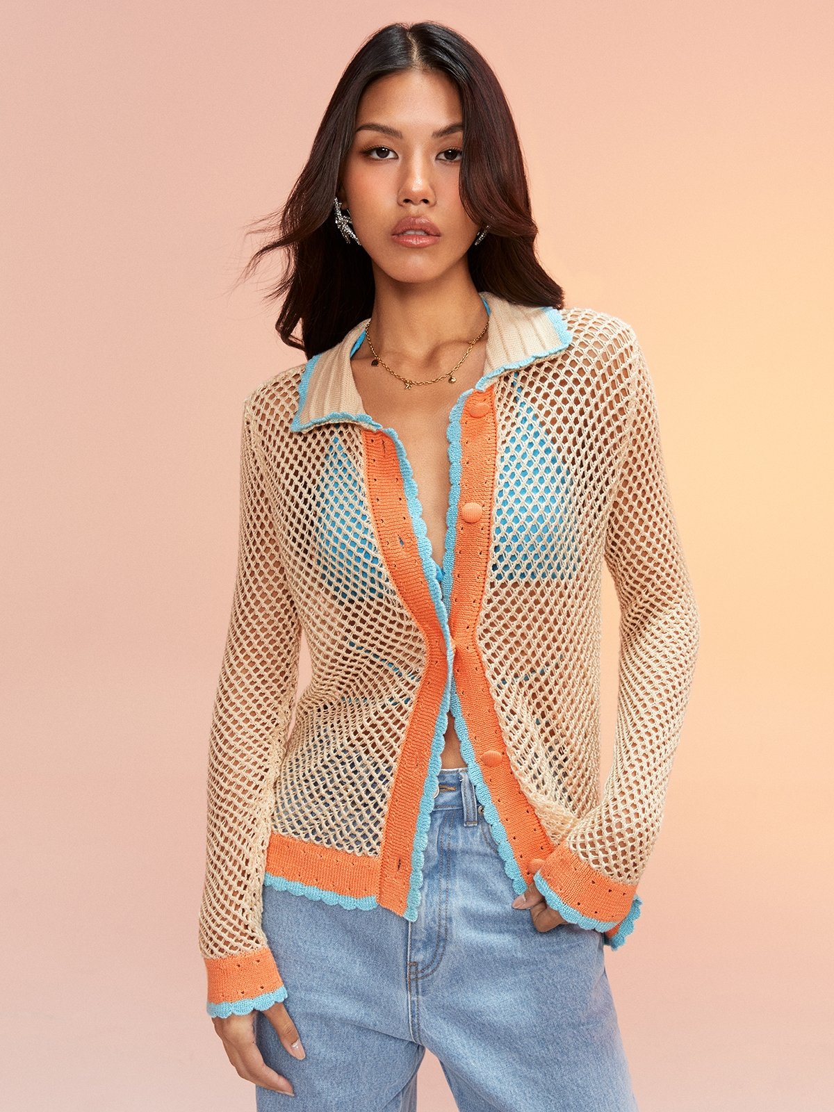 Cardigan mesh hotsell