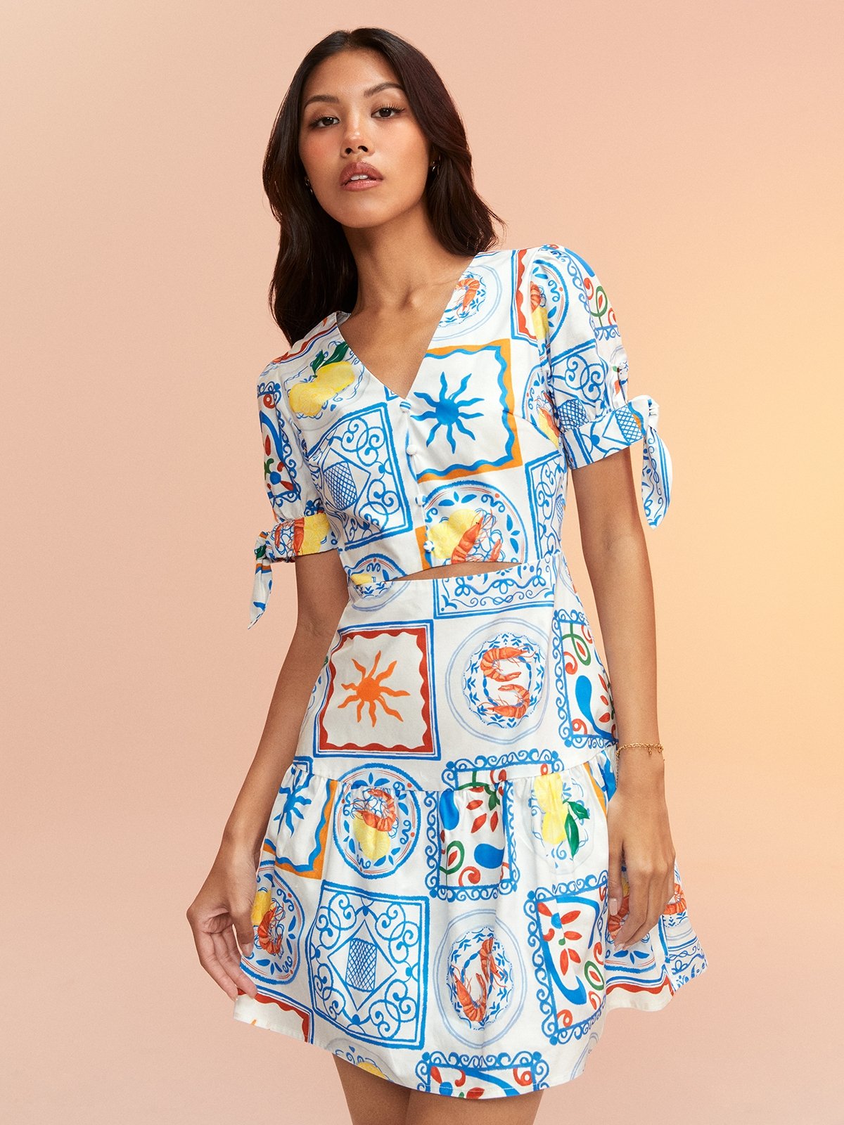 Printed short dresses sales