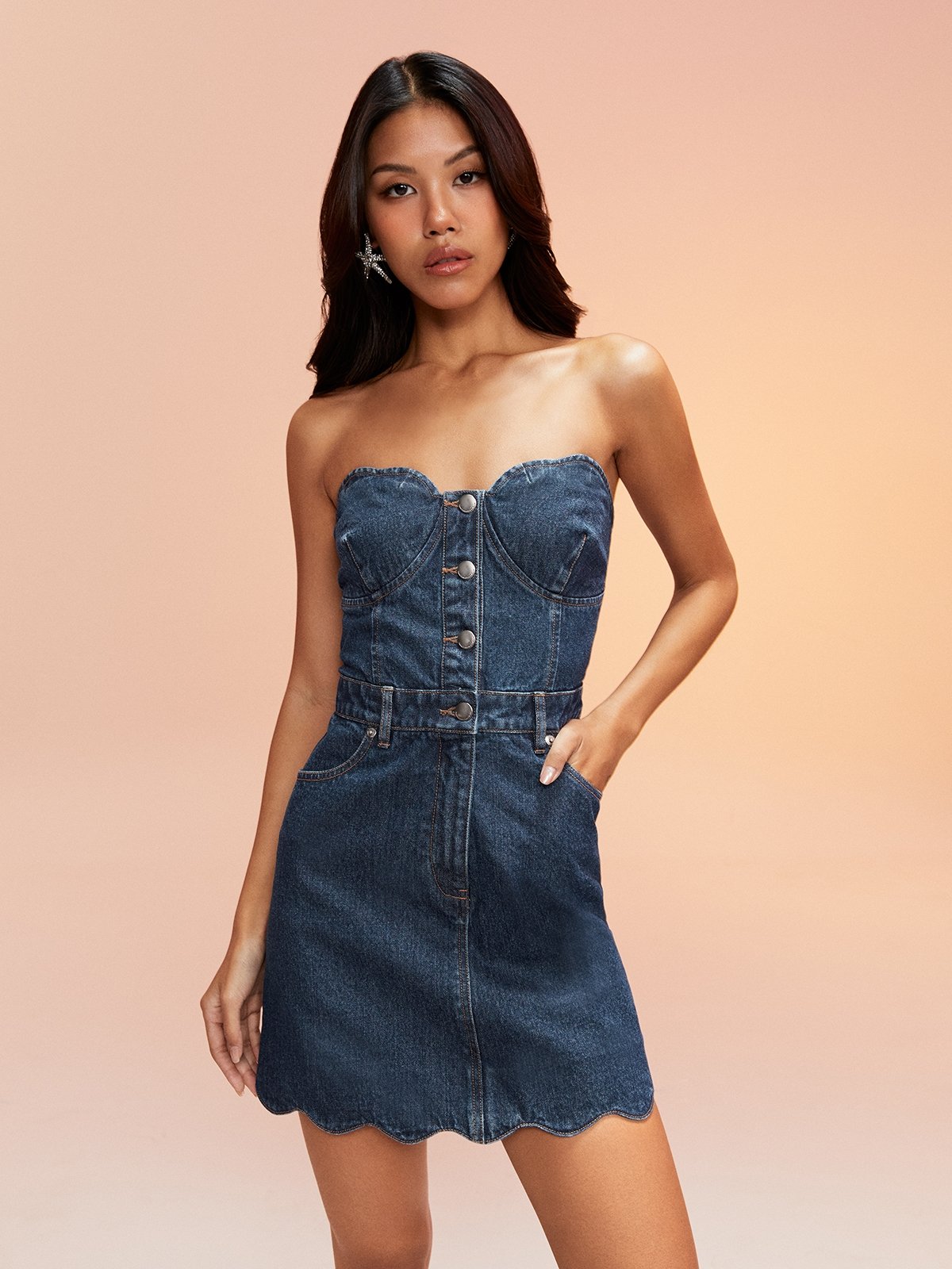 Sweetheart denim dress top