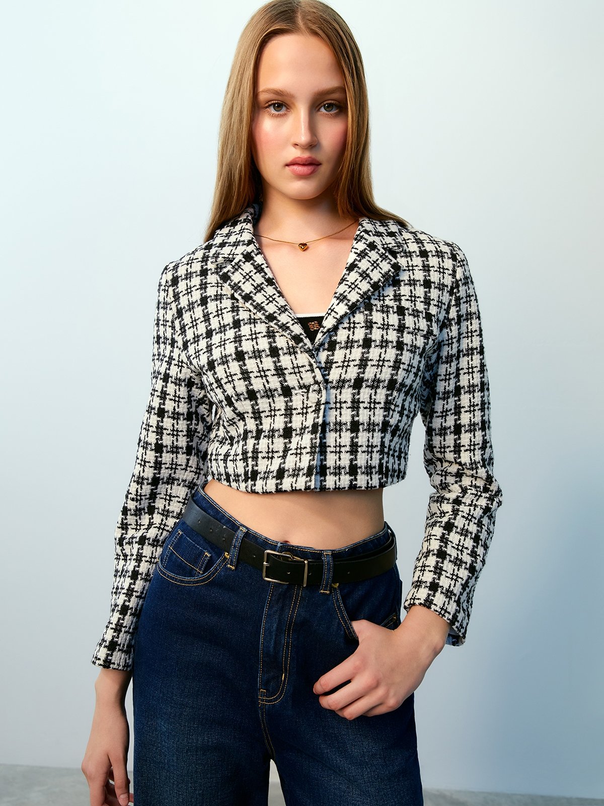 Tweed cropped blazer cheap