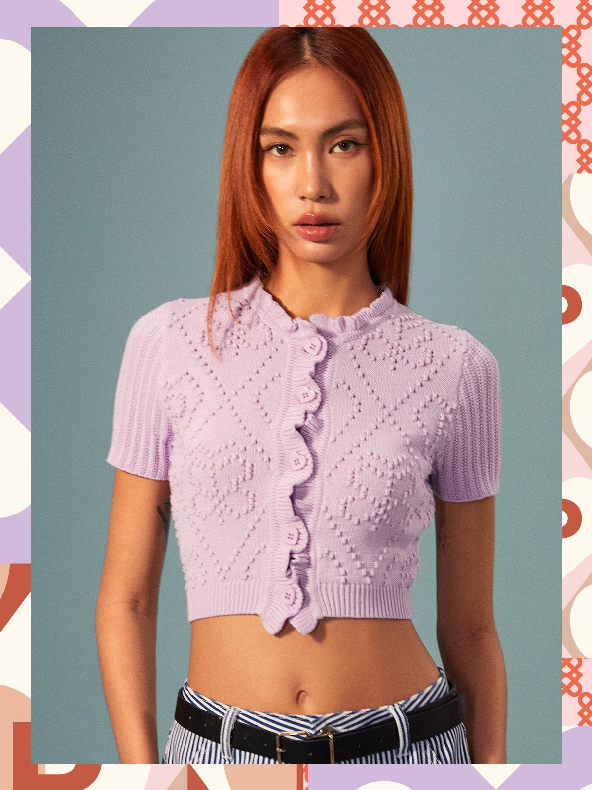 Heart Shaped Buttons Detail Knitted Top Lilac Pomelo Fashion heart-shaped-buttons-detail-knitted-top-lilac-pomelo-fashion