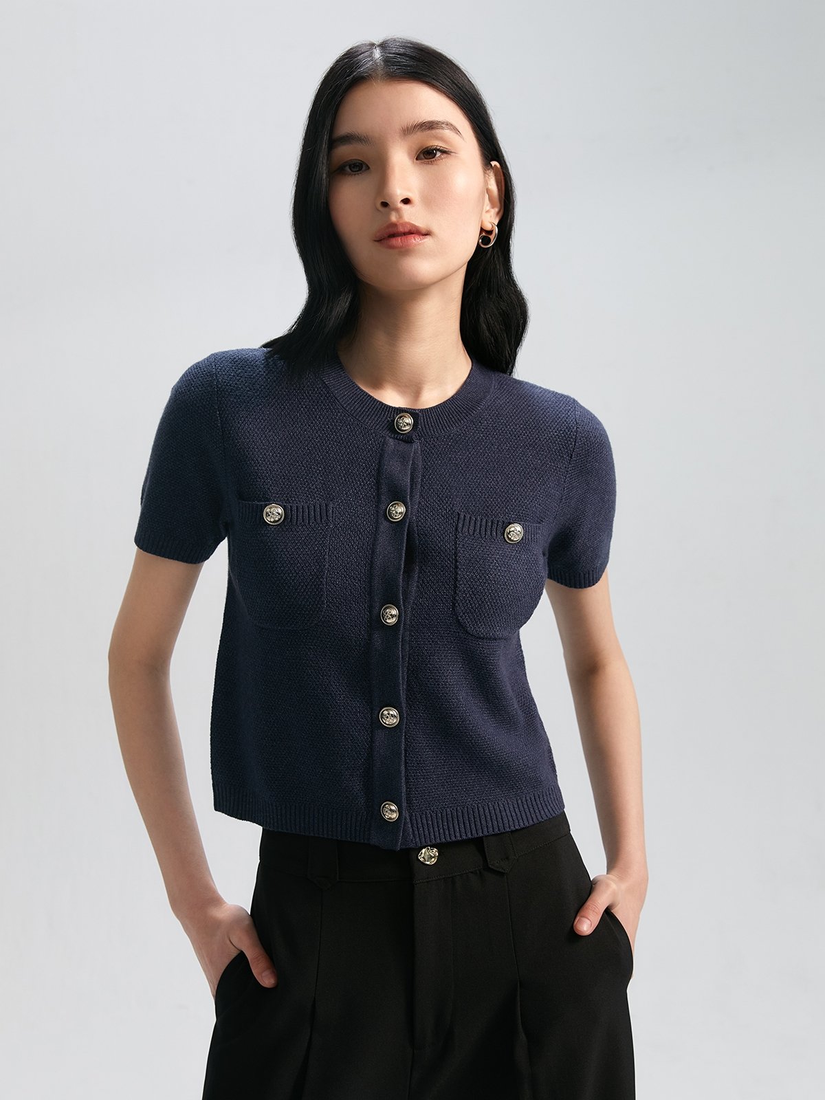 Short navy cardigan shop