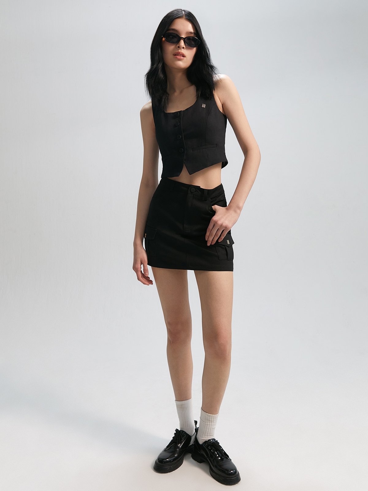 Black Denim Skirt Button Front Mini Skirt Black Fashion Black Jeans