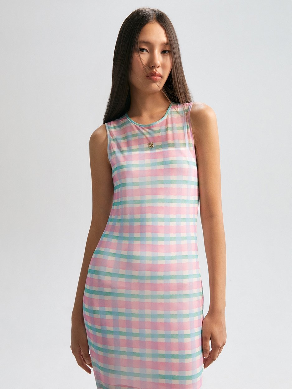pastel plaid dress women asdoklhq Church Dresses for Women Pastel with Shorts Underneath Plaid Print V-neck Mini Short-sleeved A-line Casual Summer Yellow M