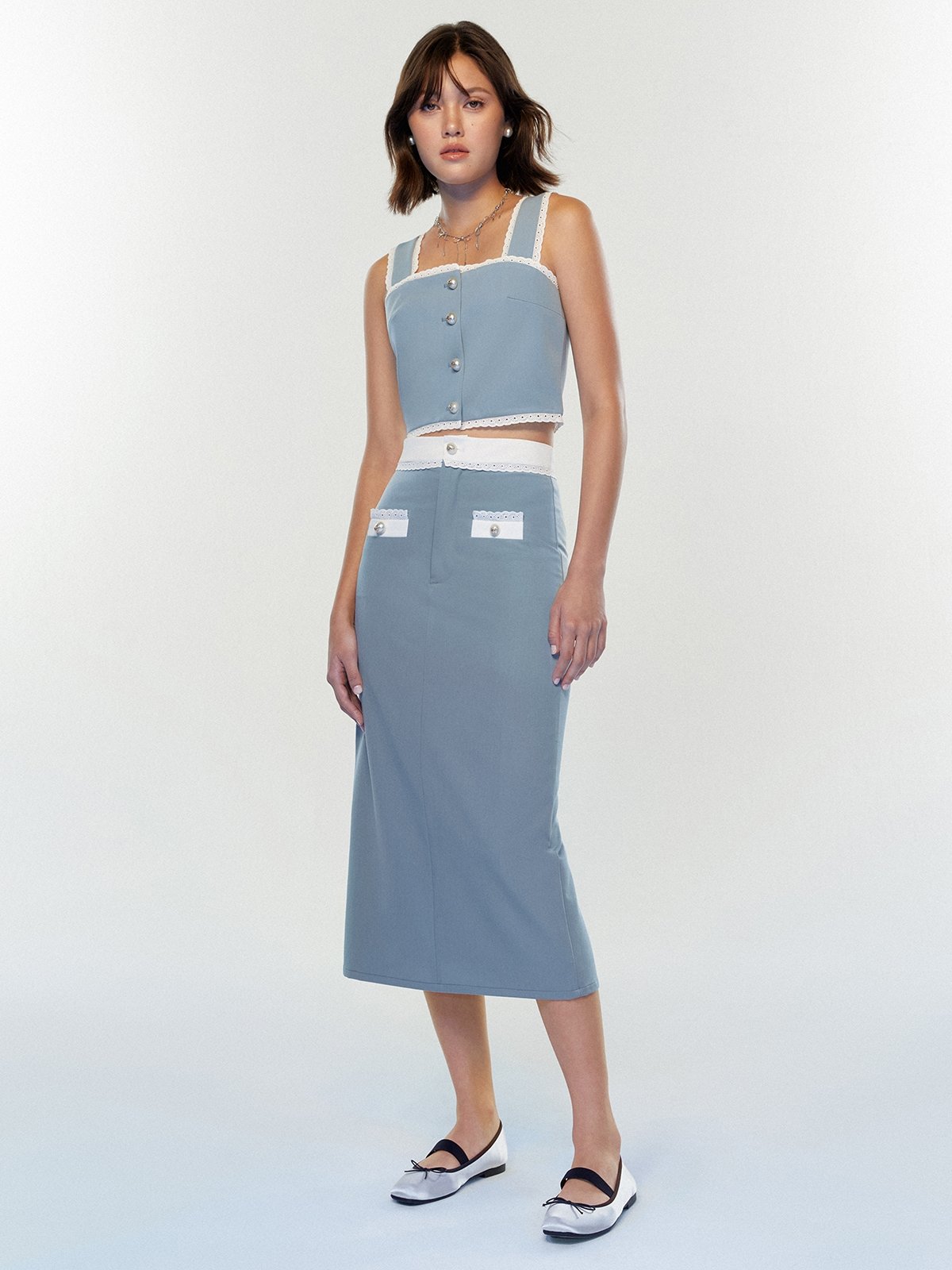Light blue midi skirt shop