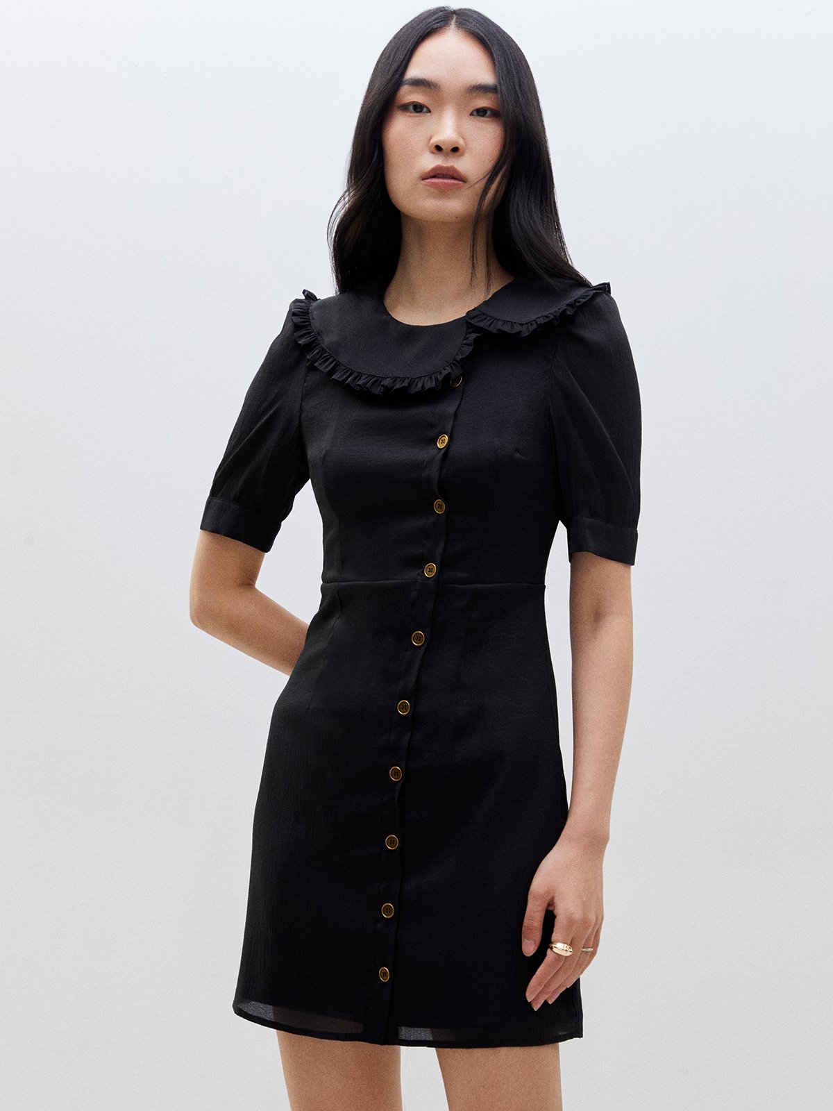 Summer Sexy Cap Sleeve Solid Tiered Mini Dress Loose O-neck Patchwork Puff Dress - Foto 3