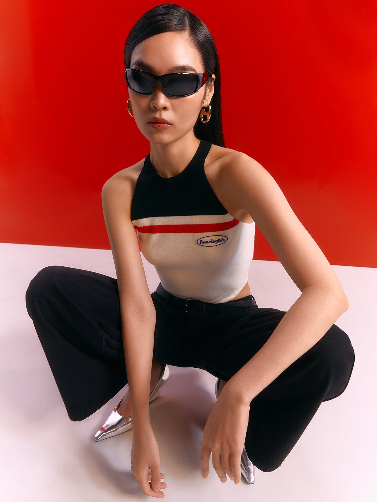 Printed Halter Top With Distressed Finish main image 1