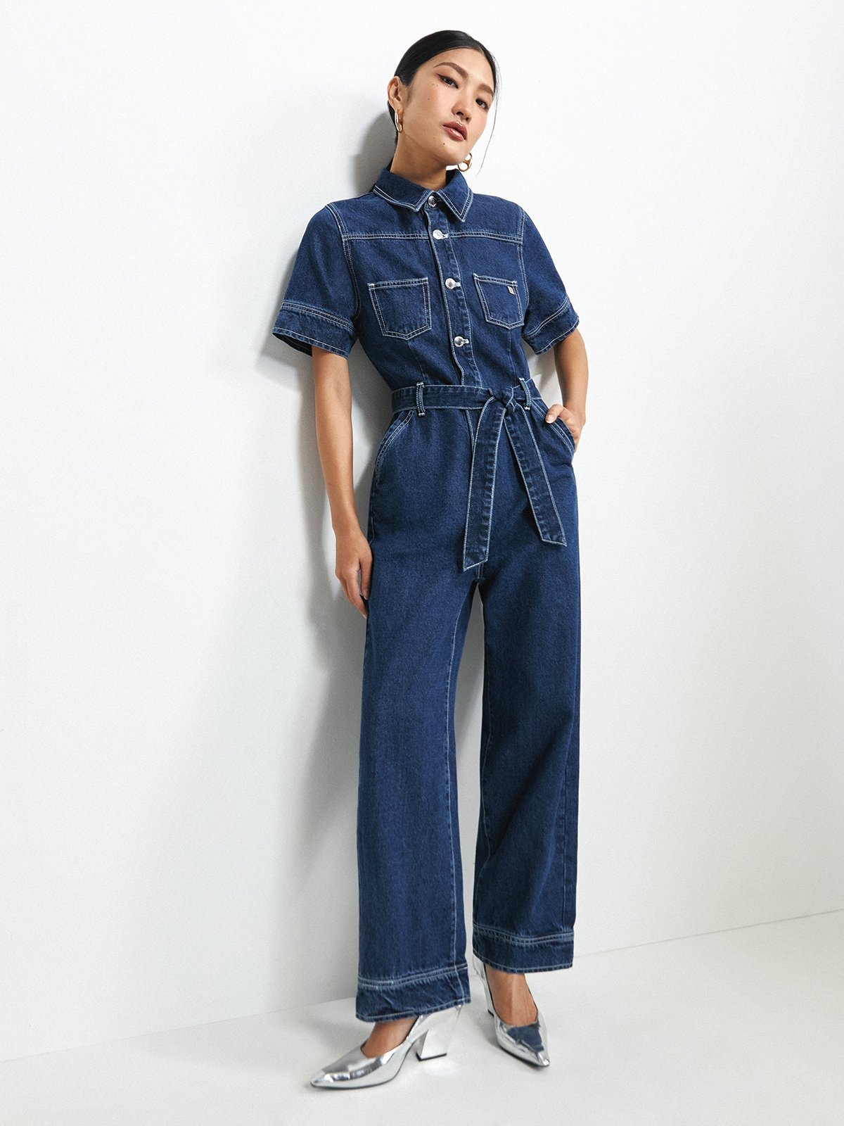 Denim jumpsuit designer deals