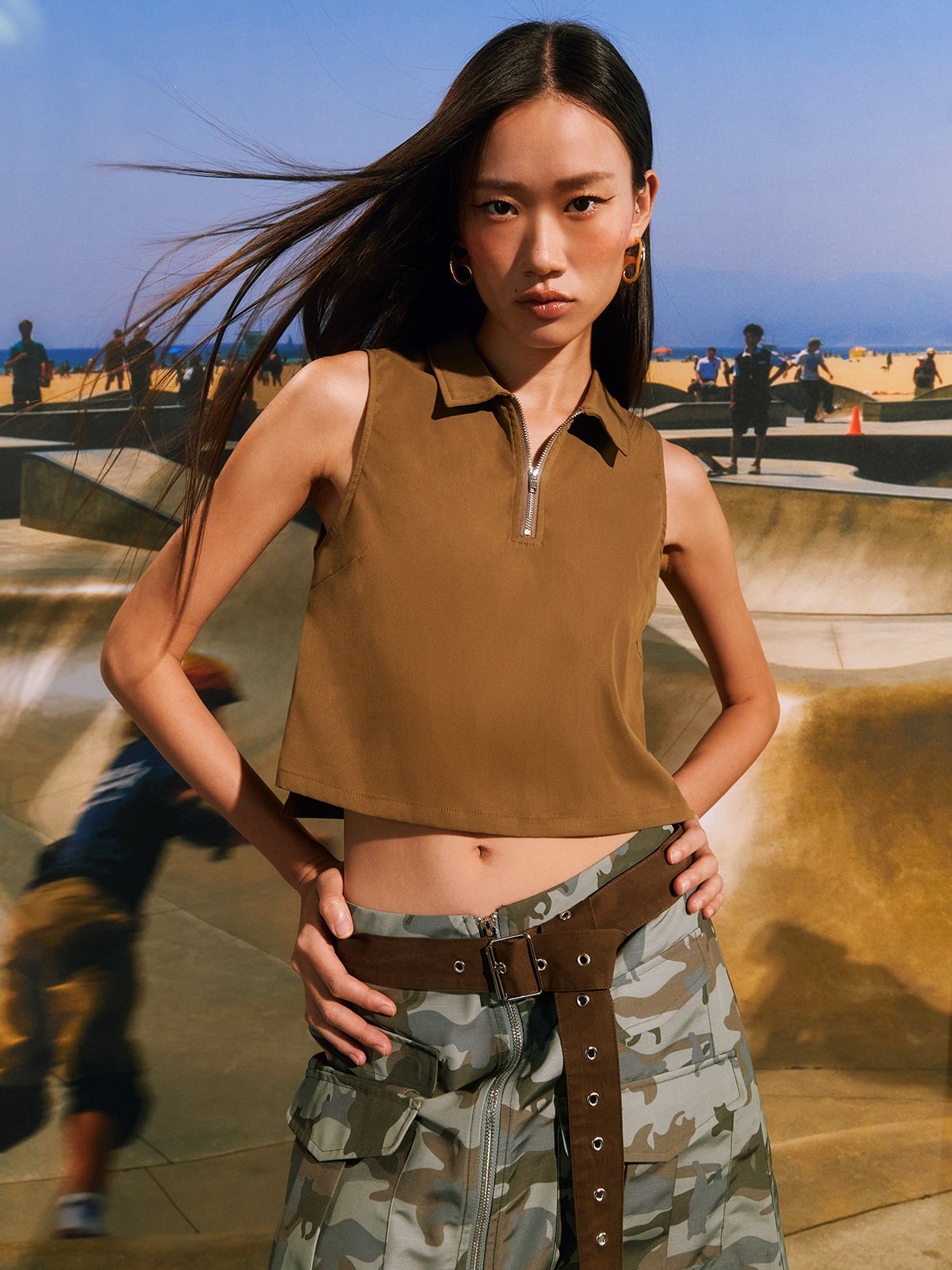 Orange camo crop top outlet