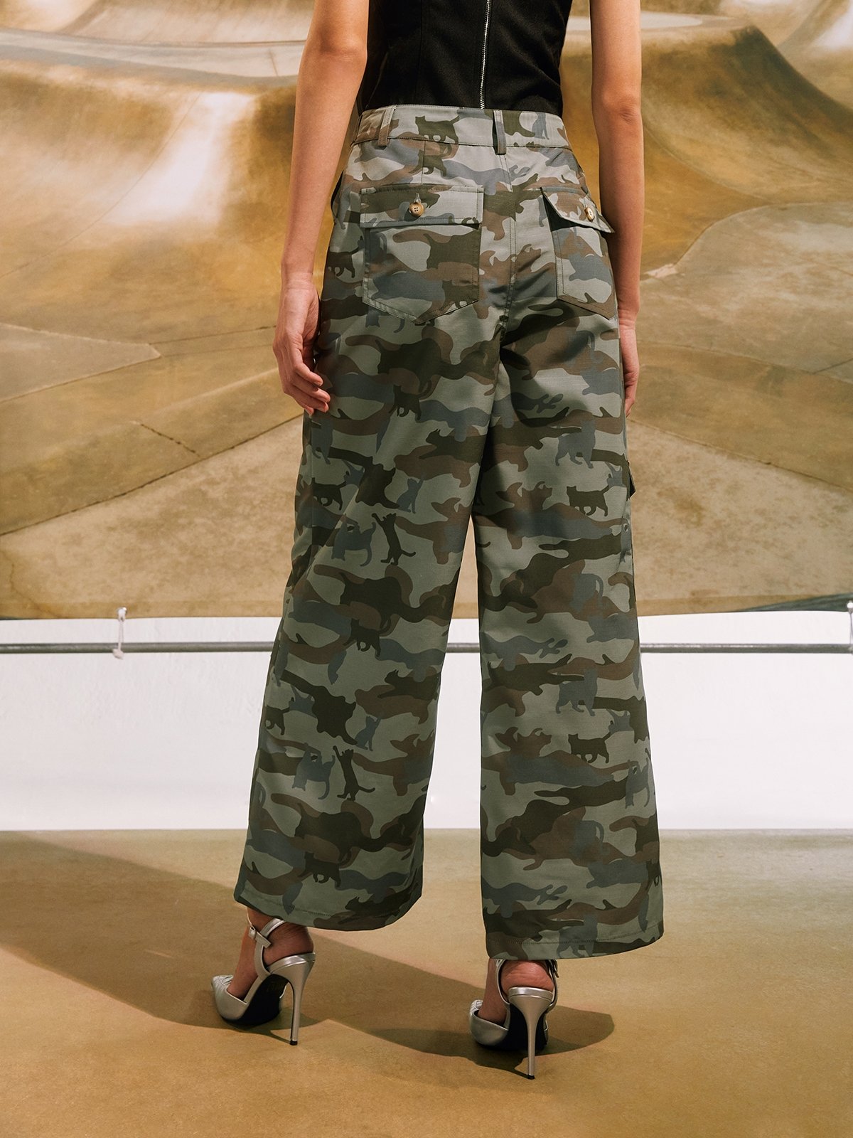 NOMANIAI 24aw leopard cargo pants NYLON CARGO PANTS ARMY GREEN