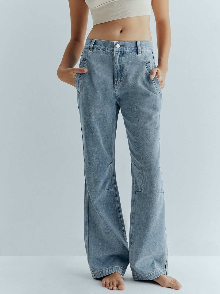 Low Waist Straight Jeans Blue Pomelo Fashion - Main Image