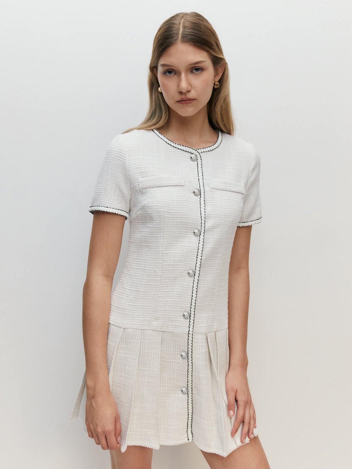 Short sleeve tweed dress on sale