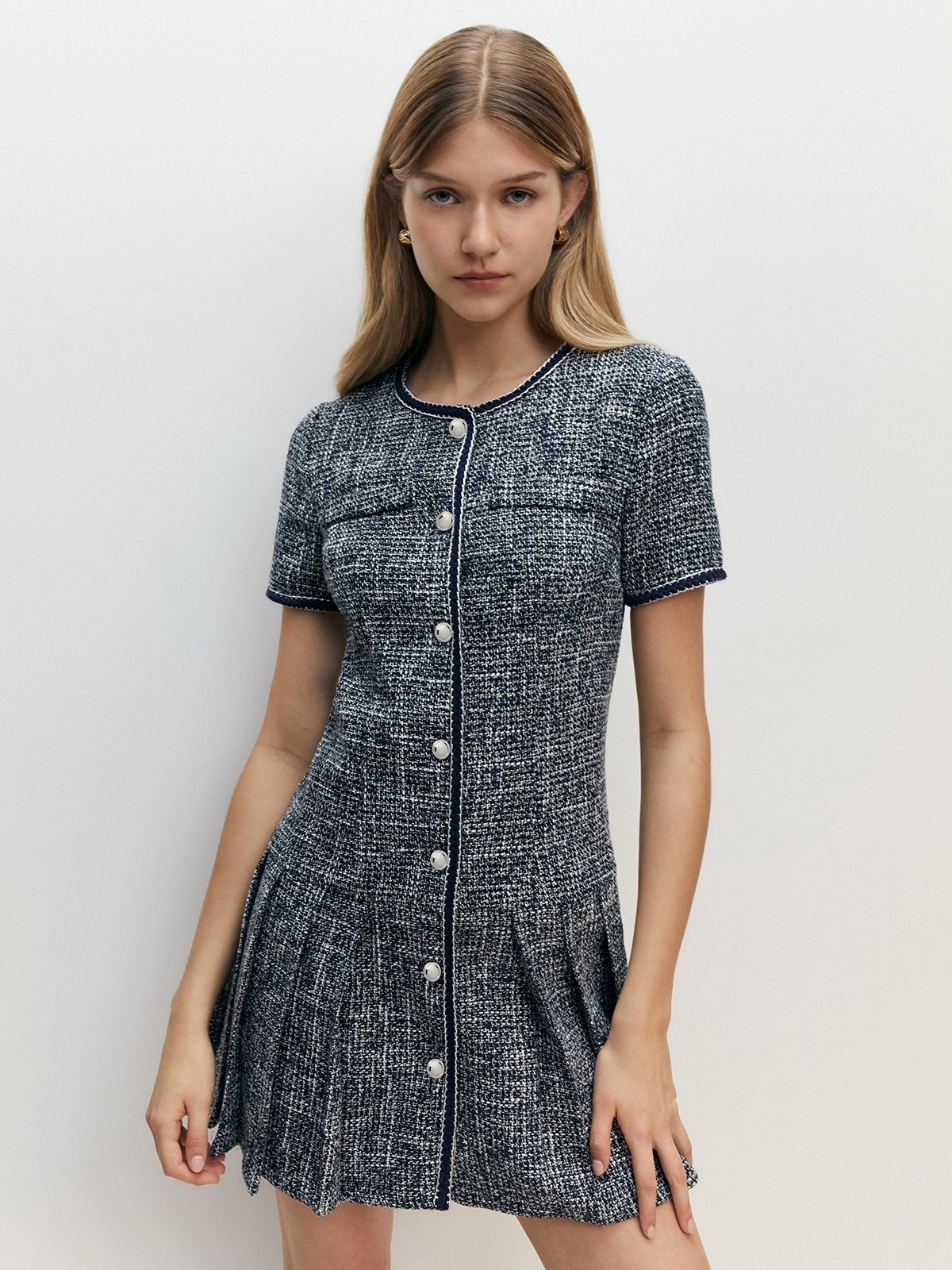 (ME + L) TWEED PUZZLE MINI DRESS (GREEN)