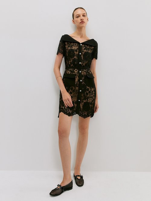 Mini Puffed Sleeve Dress - Black - Pomelo Fashion Mini Puffed Sleeve Dress - Black - Pomelo Fashion