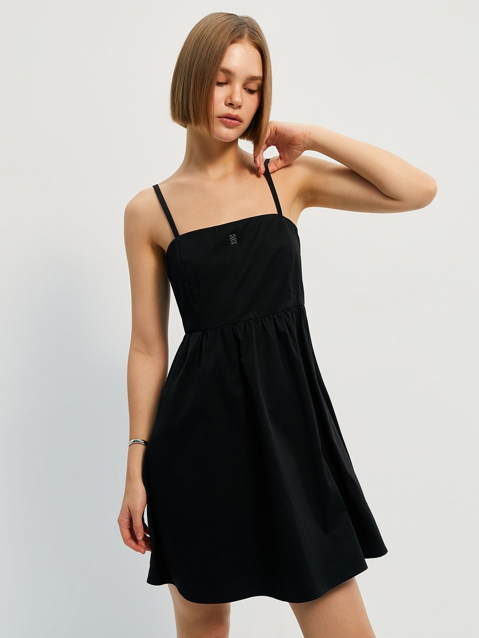 black flowy mini dress Women's Babydoll Mini Dress Summer V Neck Flutter Sleeve Boho Floral Flowy Shift Short Dress Solid Black L