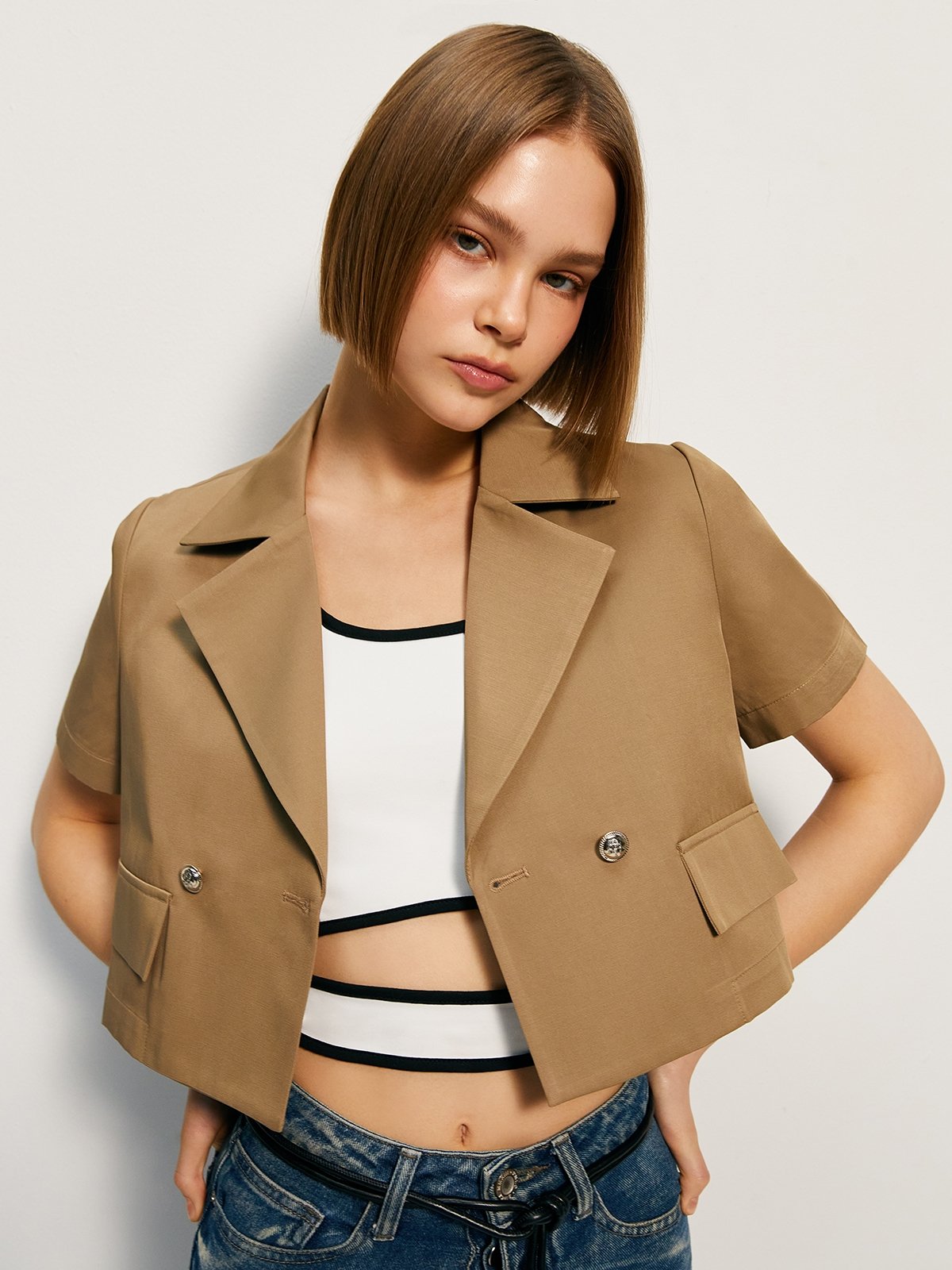 Short sleeve crop jacket discount