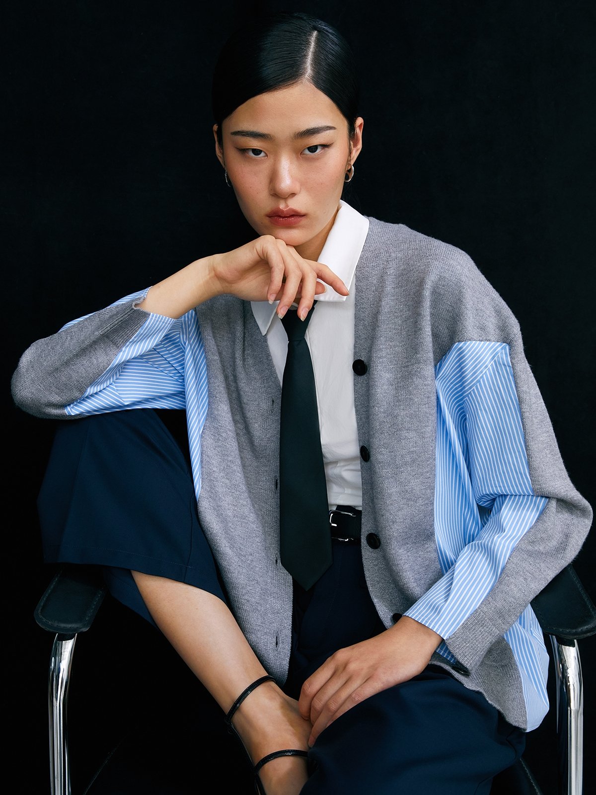 mixed-fabric-cardigan-multi-color-pomelo-fashion