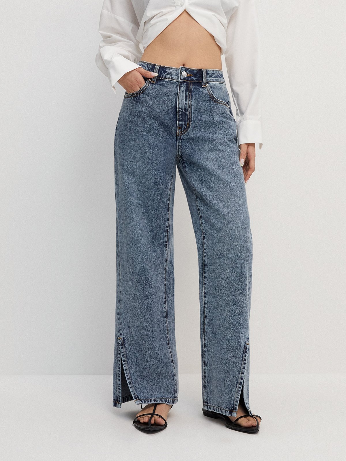 Pomelo Low Waist Straight Jeans Blue size 26
