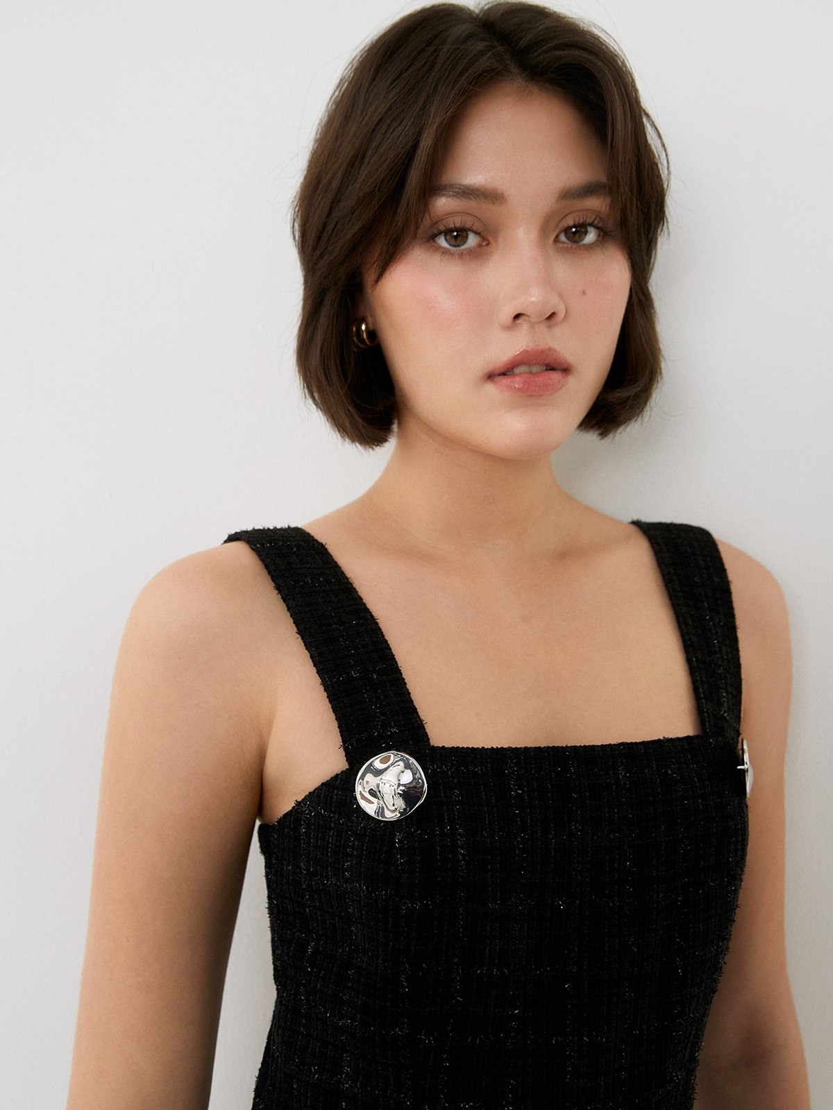 Tweed Jumpsuit - Black - Pomelo Fashion