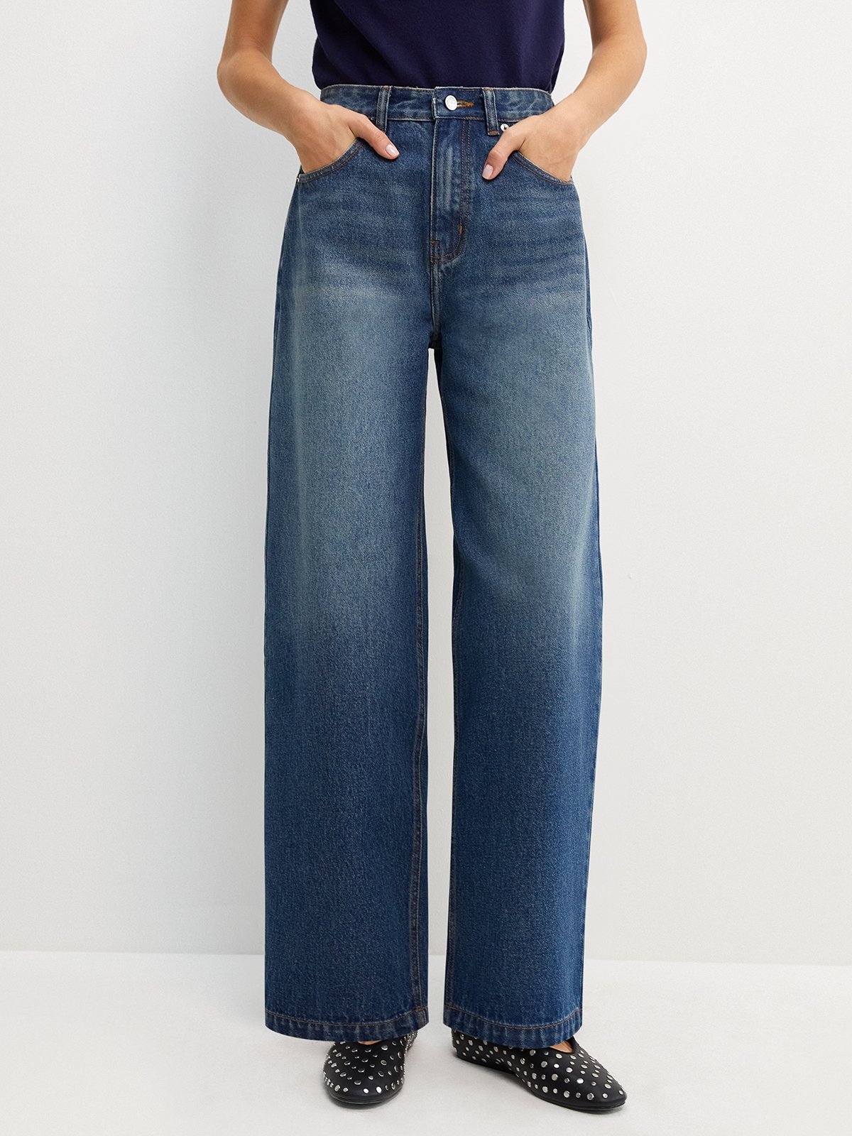 Women Dark Blue Balloon Fit Jeans