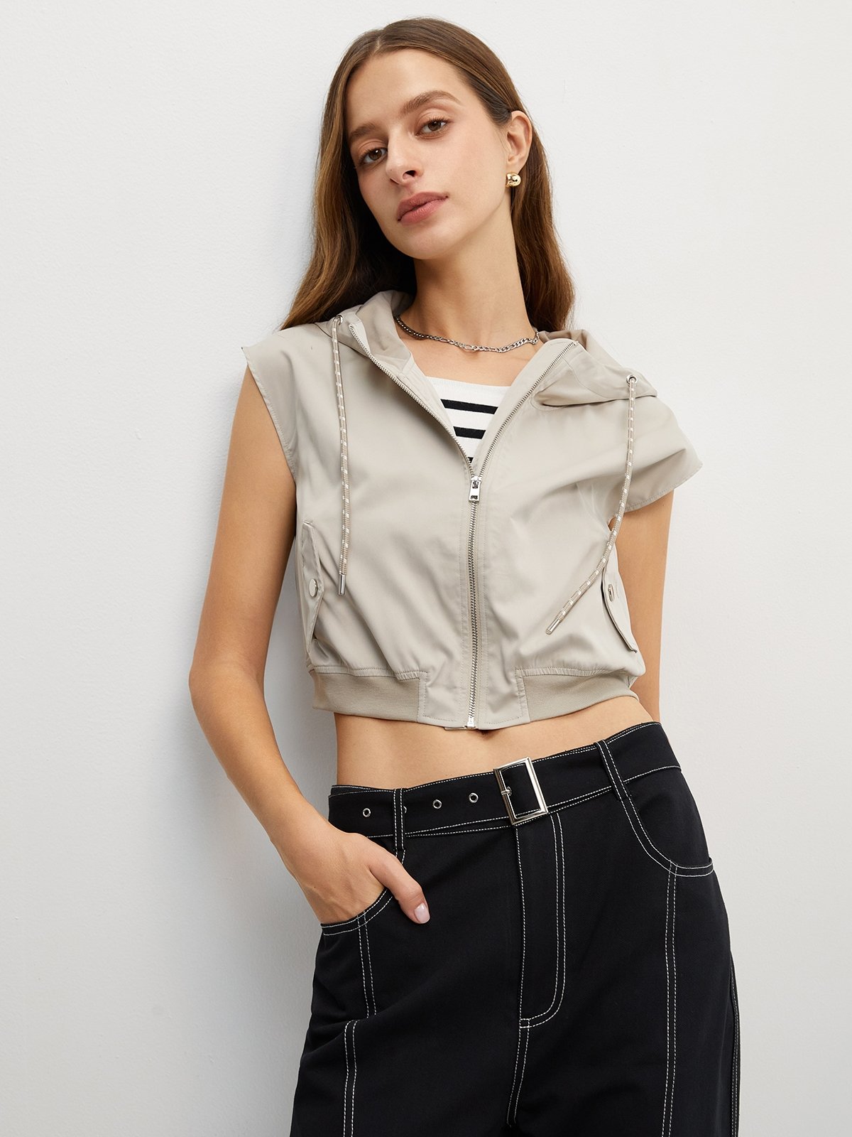 Cropped sleeveless hoodie best sale