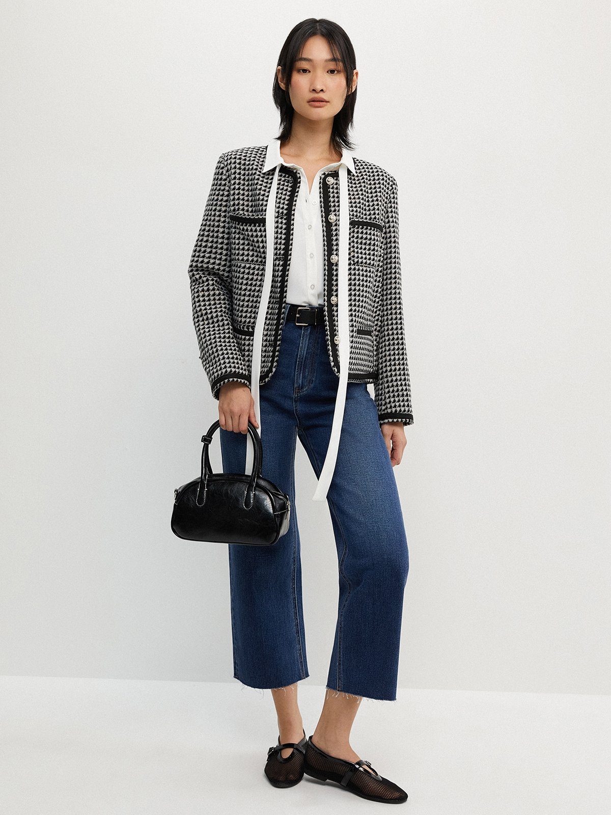 ★E.B.M★ Pocket Point Tweed Jacket EMO4WJK060 Short tweed jacket with pockets