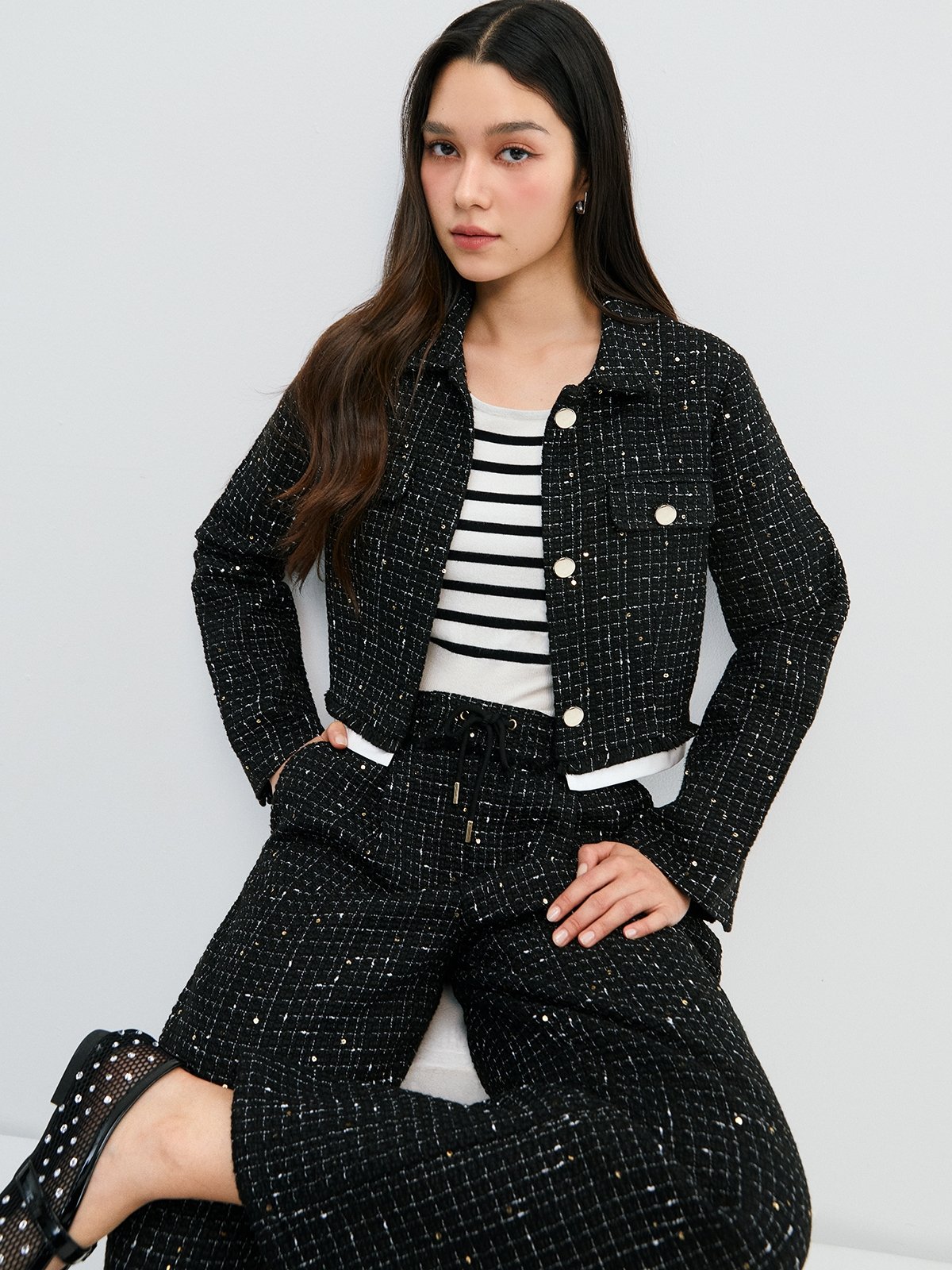 Zoe Tweed Unstructured Blazer