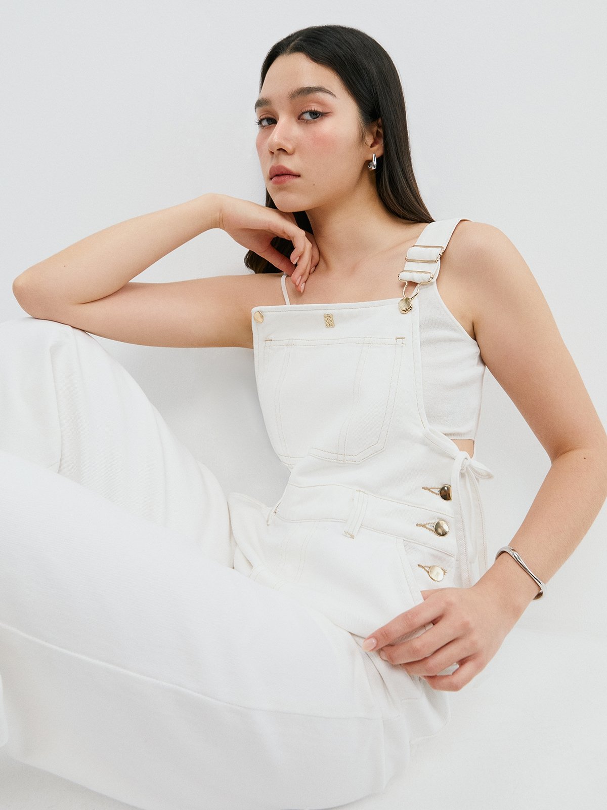 Bow Overalls Ivory Pomelo Fashion