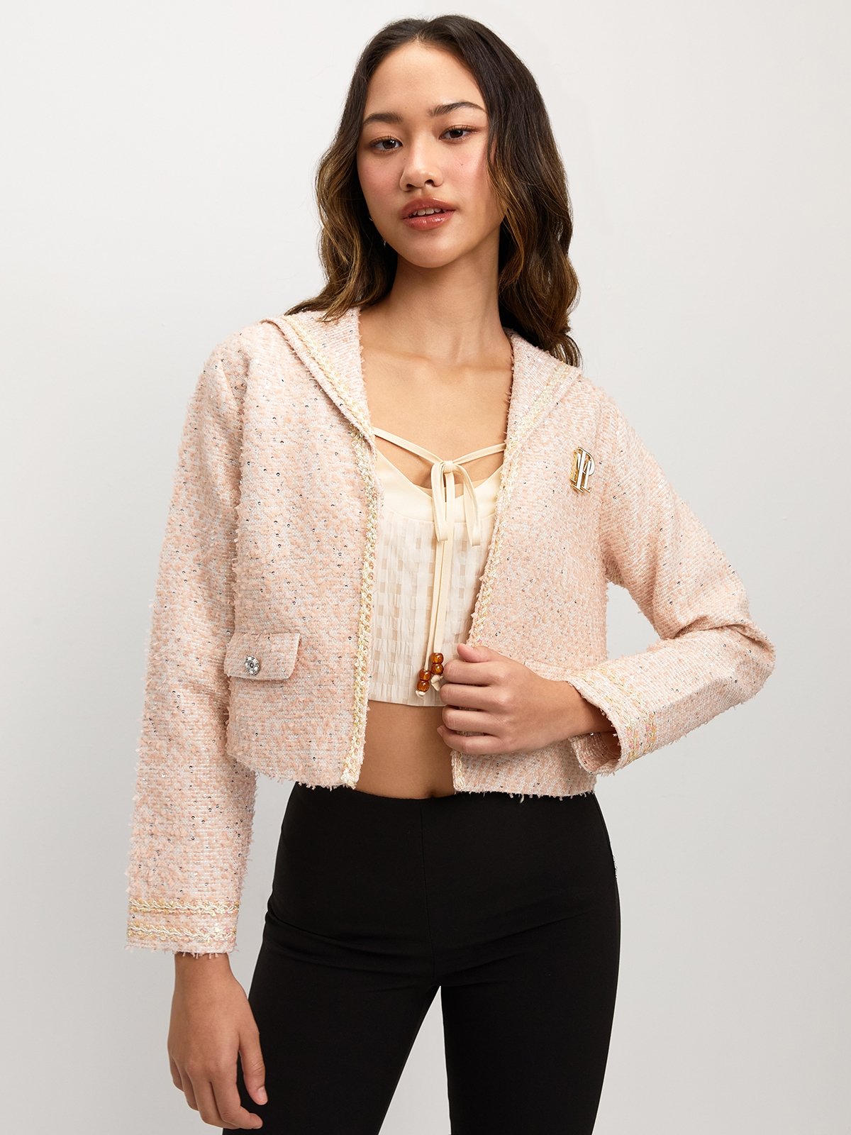 tweed pale pink short jacket