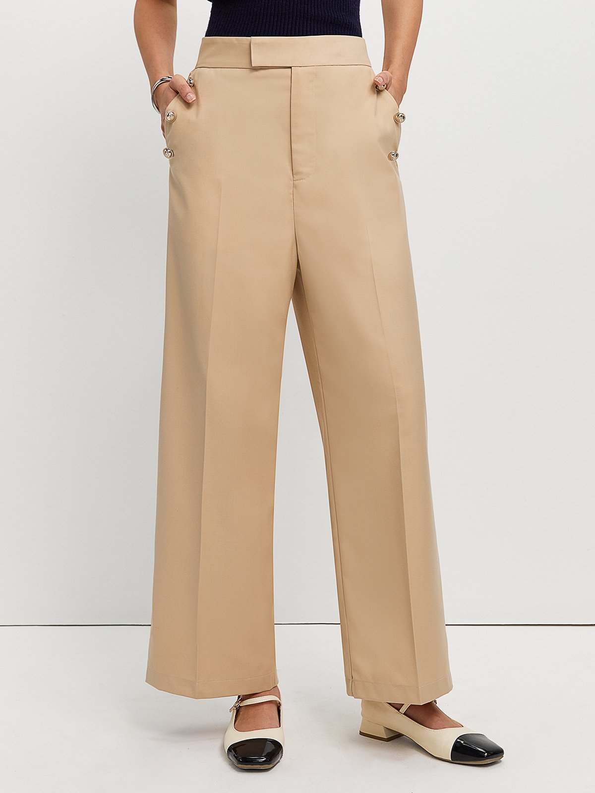 パンツ Dunst Beige Wide Leg Tailoring Pants in Cotton Blend Woman Dunst Beige Wide Leg Tailoring Pants In Cotton Blend Woman