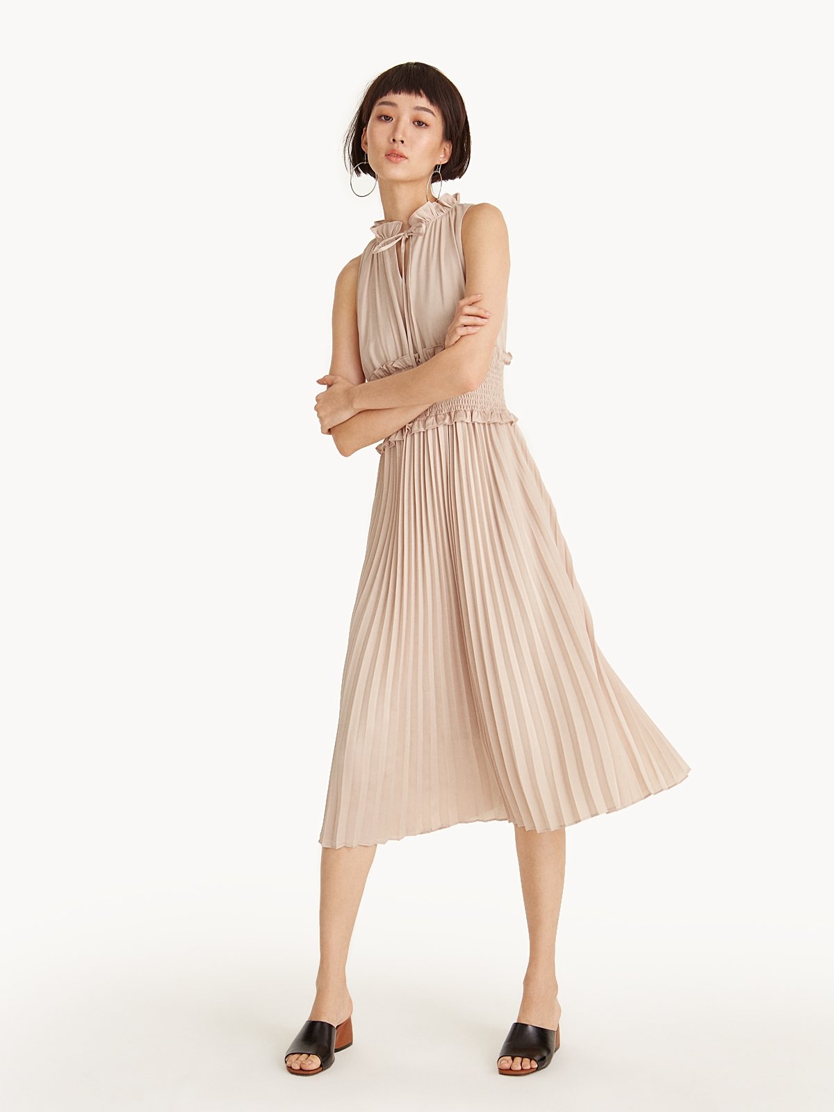 Maxi Ruffle Smock Waist Ruffle Dress Pomelo Fashion