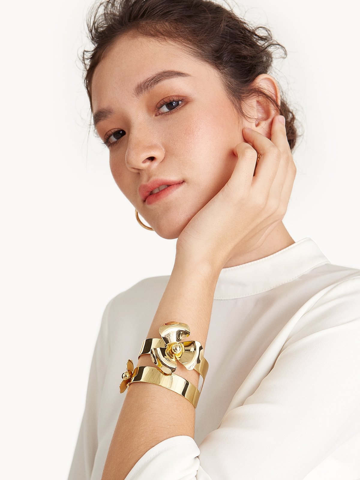 Flower Double Cuff Bracelet Pomelo Fashion