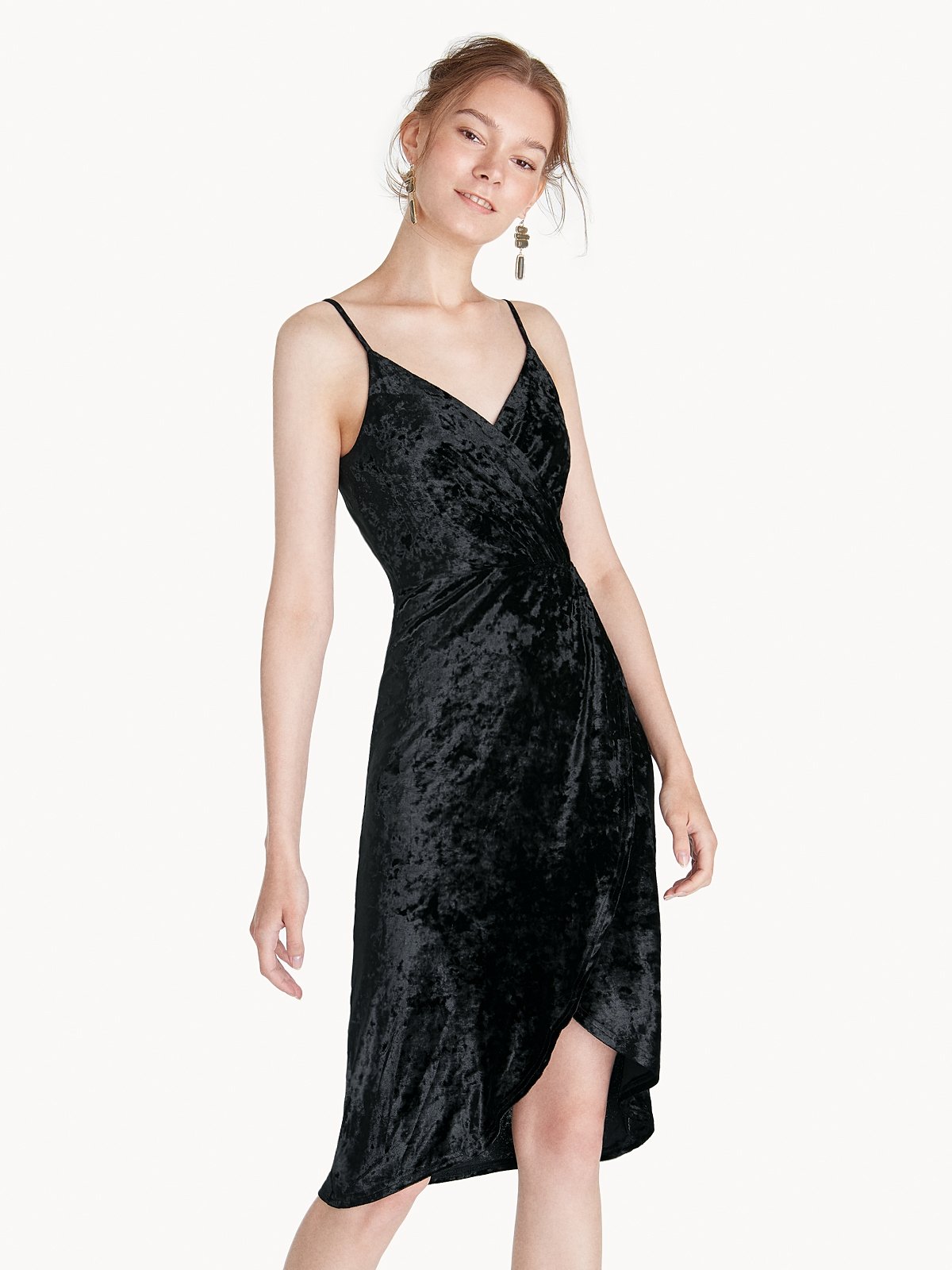 Velvet wrap dress zara discount