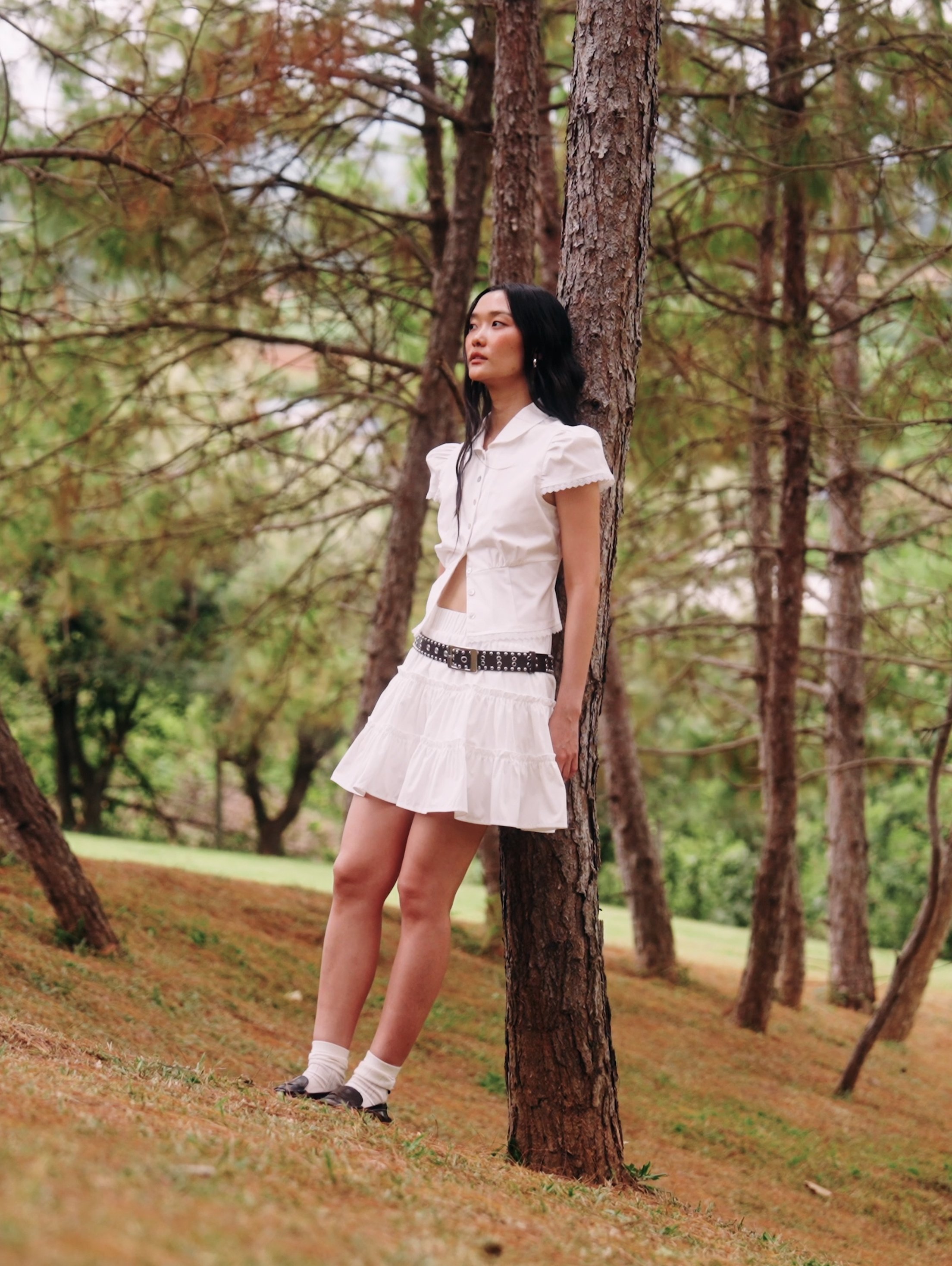【glowny】24FW AMELIA TIERED RUFFLE SKIRT AMELIA TIERED RUFFLE SKIRT (WHITE) - GLOWNY