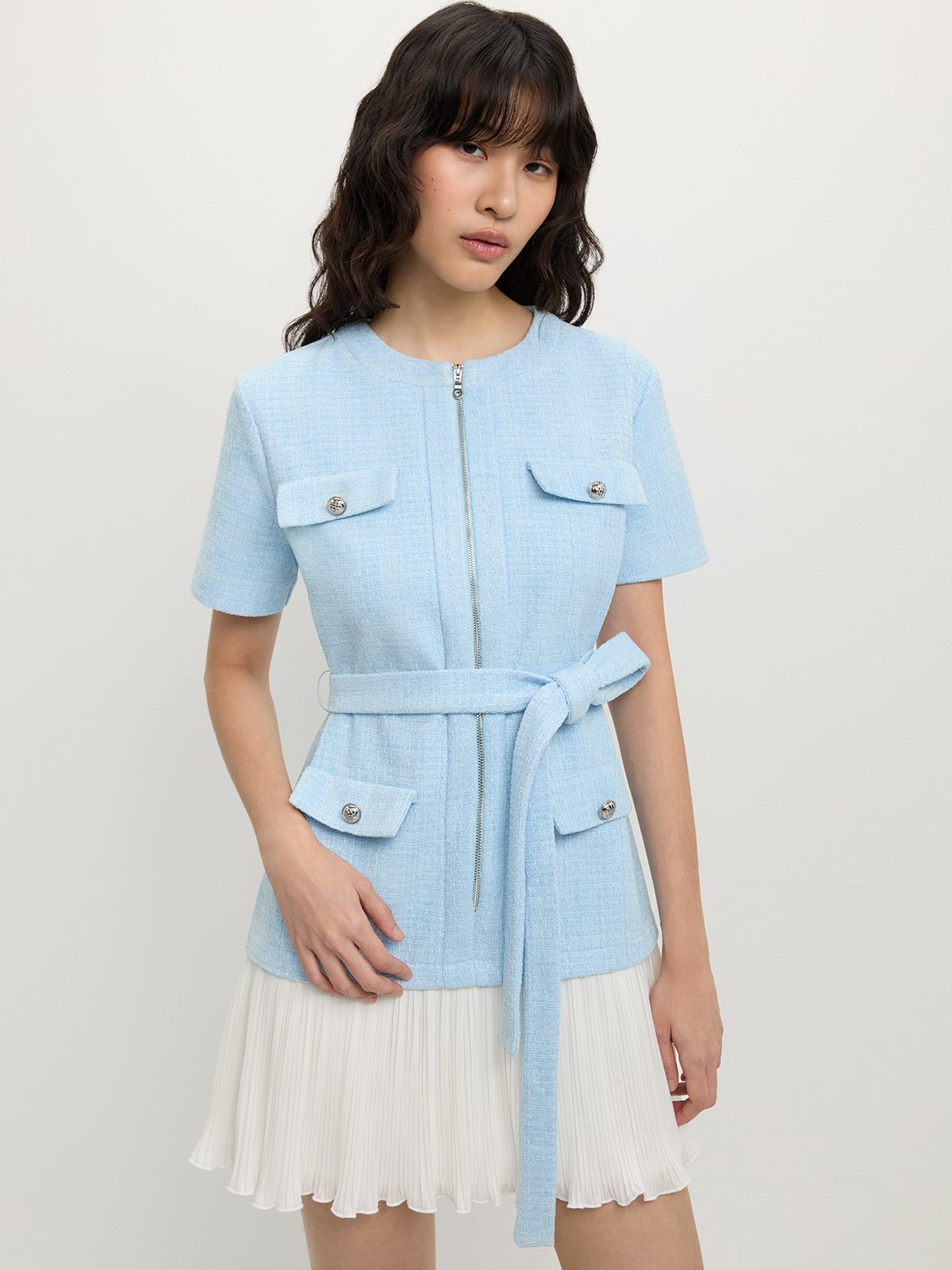 princess polly baby blue dress Blue Tweed Dress main image 0